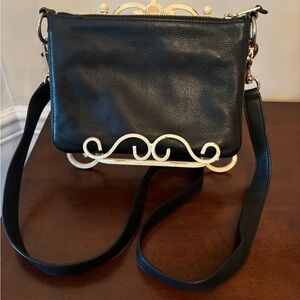 Cole Haan Expandable Black Pebble Leather Crossbody/Shoulder Bag